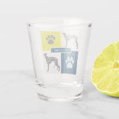 Greyhound/Lurcher Dog Silhouette & Paw Y&B Grid Shot Glas (Achterkant)
