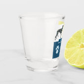 Greyhound/Lurcher Dog Silhouette & Paw Y&B Grid Shot Glas (Links)