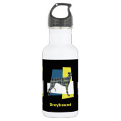 Greyhound/Lurcher Dog Yellow & Blue Grid Waterfles (Voorkant)