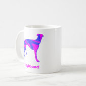 Greyhound Lurcher Hond Schattig Roze Silhouet Wit Koffiemok (Voorkant links)
