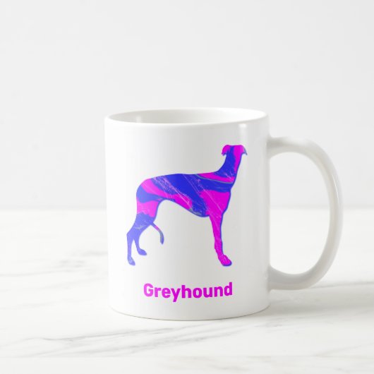 Greyhound Lurcher Hond Schattig Roze Silhouet Wit Koffiemok (Rechts)