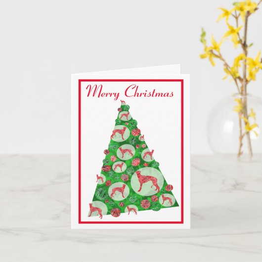 Greyhound Lurcher Hond Silhouet Kerstboom Wat Kaart (Gele Bloem)