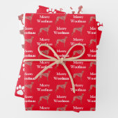 Greyhound Lurcher Hond Silhouet Rood Merry Woofmas Inpakpapier Vel (In situ)
