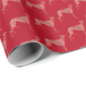 Greyhound Lurcher Kerst Hond Leuk SilhouetRood Cadeaupapier (Rol Hoek)