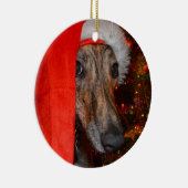 Greyhound Lurcher Kerstkerstkerst Keramisch Ornament (Rechts)