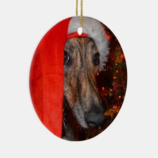 Greyhound Lurcher Kerstkerstkerst Keramisch Ornament (Rechts)