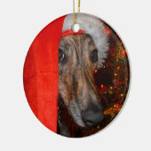 Greyhound Lurcher Kerstkerstkerst Keramisch Ornament (Links)