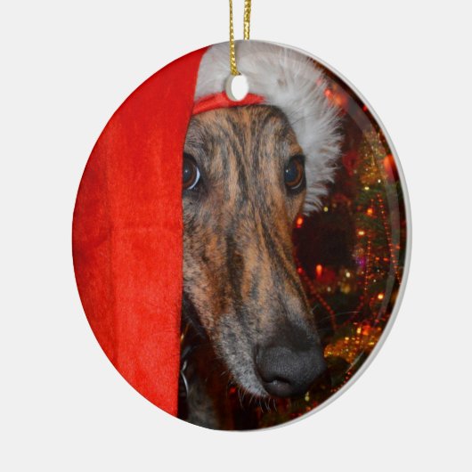 Greyhound Lurcher Kerstkerstkerst Keramisch Ornament (Links)