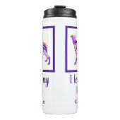 Greyhound Lurcher Leuk Hondensilhouet Paarse PY&B Thermosbeker (Voorkant)