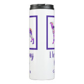 Greyhound Lurcher Leuk Hondensilhouet Paarse PY&B Thermosbeker (Achterkant)