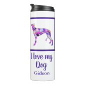 Greyhound Lurcher Leuk Hondensilhouet Paarse PY&B Thermosbeker (Geroteerd rechts)