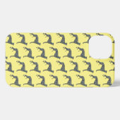 Greyhound Lurcher Leuke Hond Silhouet Grid Geel iPhone Hoesje (Achterkant horizontaal)