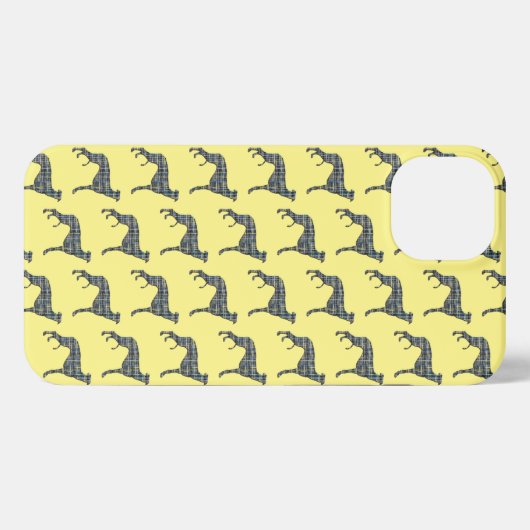 Greyhound Lurcher Leuke Hond Silhouet Grid Geel iPhone Hoesje (Achterkant horizontaal)