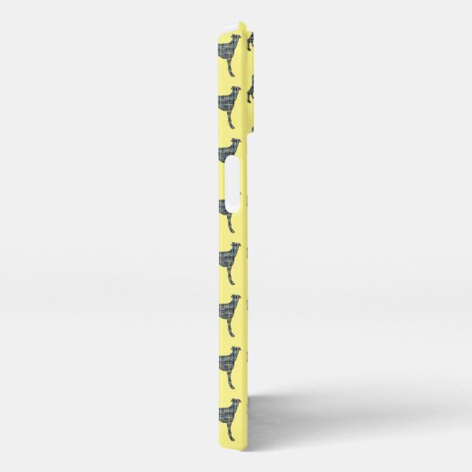 Greyhound Lurcher Leuke Hond Silhouet Grid Geel iPhone Hoesje (Rechterkant)