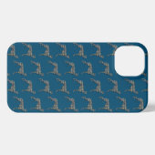 Greyhound Lurcher Leuke Hond Silhouet Raster Blauw iPhone Hoesje (Achterkant horizontaal)