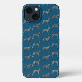 Greyhound Lurcher Leuke Hond Silhouet Raster Blauw iPhone 13 Hoesje
