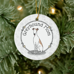 Greyhound Ma (flauw wit) Cute Dog mam Funny Keramisch Ornament
