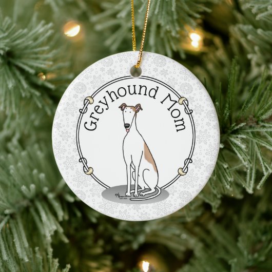 Greyhound Ma (flauw wit) Cute Dog mam Funny Keramisch Ornament (Boom)