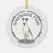 Greyhound Ma (flauw wit) Cute Dog mam Funny Keramisch Ornament (Voorkant)