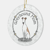 Greyhound Ma (flauw wit) Cute Dog mam Funny Keramisch Ornament (Links)