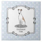 Greyhound Ma (flauw wit) Cute Dog mam Funny Tegeltje (Voorkant)