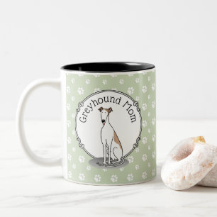 Greyhound Ma (flauw wit) Cute Dog mam Funny Tweekleurige Koffiemok