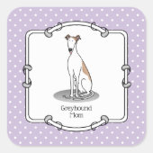 Greyhound Ma (flauw wit) Cute Dog mam Funny Vierkante Sticker (Voorkant)