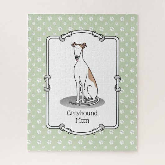 Greyhound Ma (flauwwit) Cute Dog mama Legpuzzel (Verticaal)