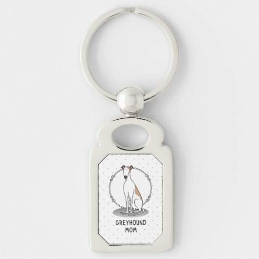 Greyhound Ma (flauwwit) Cute Dog mama Sleutelhanger (Voorkant)
