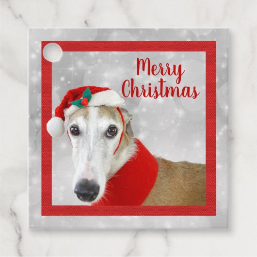 Greyhound Merry Kerstmis Bedankjes Labels (Voorkant)