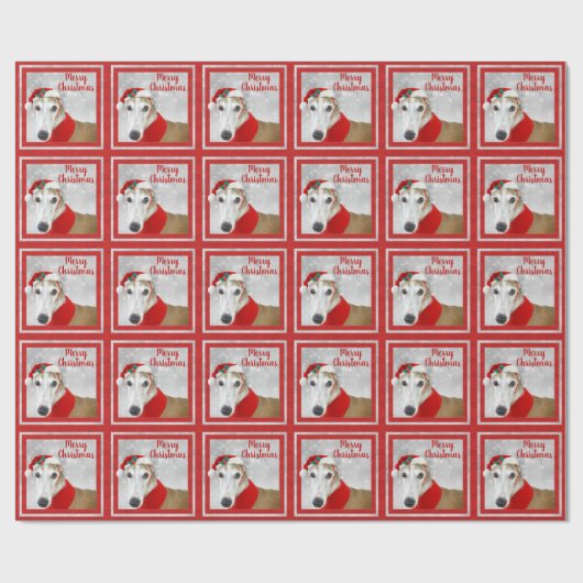 Greyhound Merry Kerstmis Cadeaupapier (Vlak)