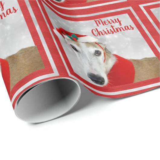 Greyhound Merry Kerstmis Cadeaupapier (Rol Hoek)