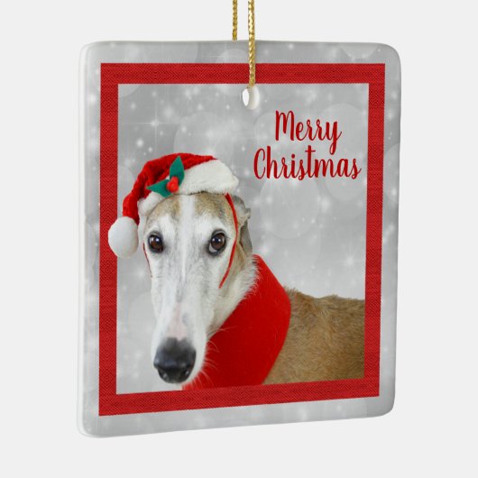 Greyhound Merry Kerstmis Keramisch Ornament (Rechts)