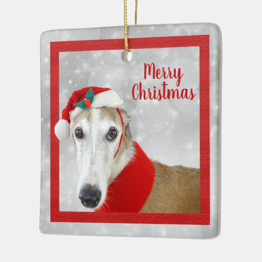 Greyhound Merry Kerstmis Keramisch Ornament (Links)