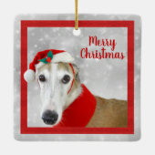 Greyhound Merry Kerstmis Keramisch Ornament (Achterkant)