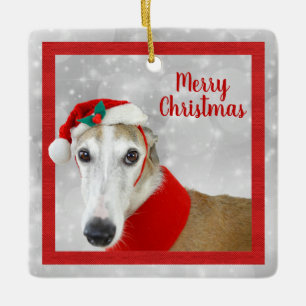 Greyhound Merry Kerstmis Keramisch Ornament