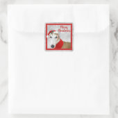 Greyhound Merry Kerstmis Vierkante Sticker (Tas)