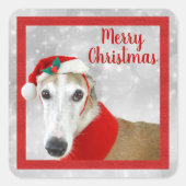 Greyhound Merry Kerstmis Vierkante Sticker (Voorkant)