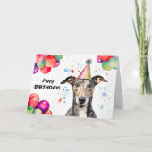 Greyhound met ballonnen en feest Pet verjaardag Kaart (Voorkant)