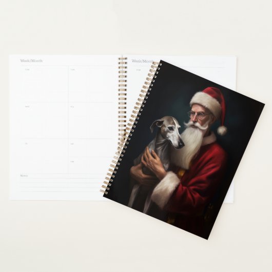 Greyhound met kerstman Feestelijke Kerst Planner (Display)