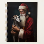 Greyhound met kerstman Feestelijke Kerst Planner (Voorkant)