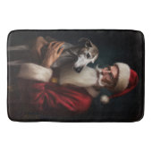 Greyhound met Kerstman Feestelijke Kerstmis Badmat (Voorkant)
