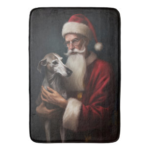 Greyhound met Kerstman Feestelijke Kerstmis Badmat