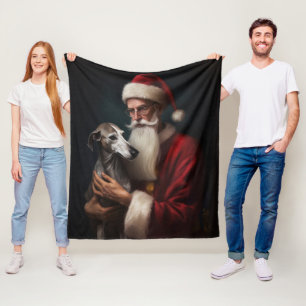 Greyhound met kerstman Feestelijke Kerstmis Fleece Deken