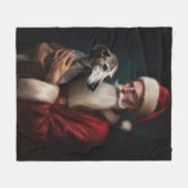 Greyhound met kerstman Feestelijke Kerstmis Fleece Deken (Voorkant (Horizontaal))
