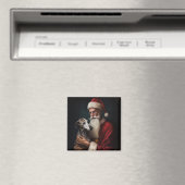 Greyhound met Kerstman Feestelijke Kerstmis Magneet (Insitu (Vaatwasser))