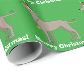 Greyhound met Kerstmis met Santa Hat Merry Cadeaupapier (Rol Hoek)