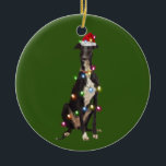 Greyhound met kerstschaven Santa Hat Keramisch Ornament<br><div class="desc">Greyhound met kerstschaven Santa Hat</div>