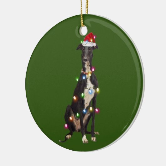 Greyhound met kerstschaven Santa Hat Keramisch Ornament (Links)