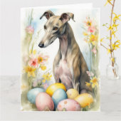 Greyhound met paaseieren kaart (Gele Bloem)